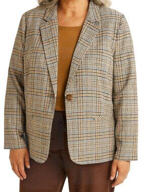 New J. Jill Mendocino Tigers Eye plaid blazer suit jacket academia equestrian 2X